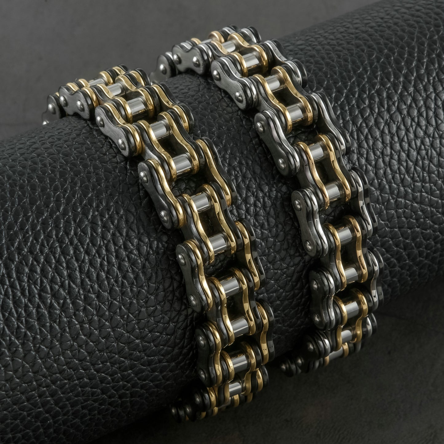 Cyclone | Black & Gold Titanium Steel Bicycle Chain Bracelet