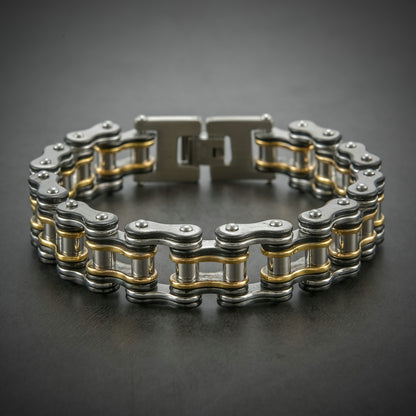 Cyclone | Black & Gold Titanium Steel Bicycle Chain Bracelet