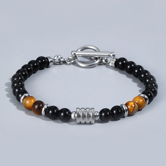 Orion | Black Tiger Eye & Stone Beaded Bracelet for Men