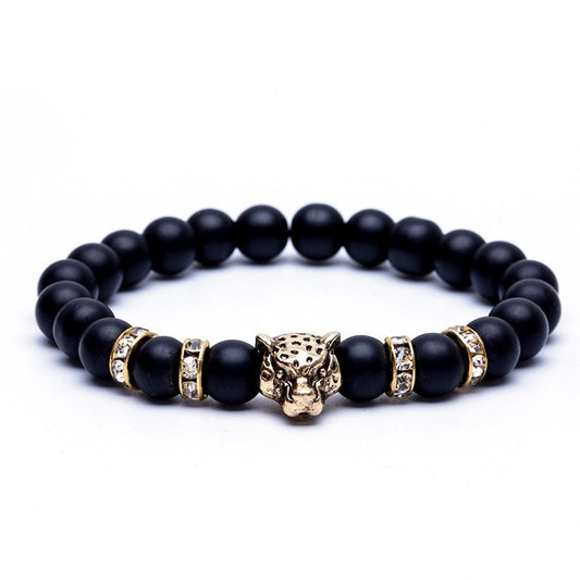 Panthera | Black Lava Stone Leopard Head Bracelet