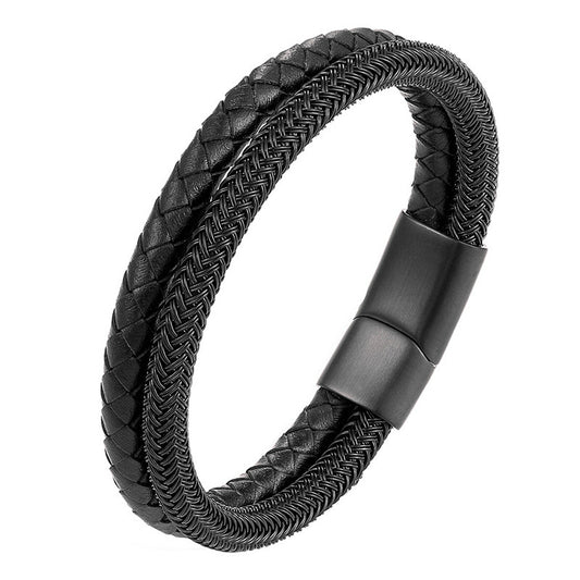 Vortex Wrap | Double-Layer Magnetic Leather Bracelet for Men