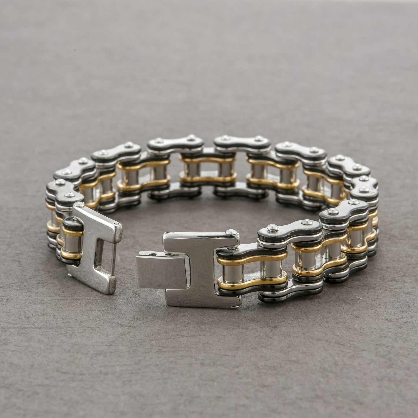 Cyclone | Black & Gold Titanium Steel Bicycle Chain Bracelet