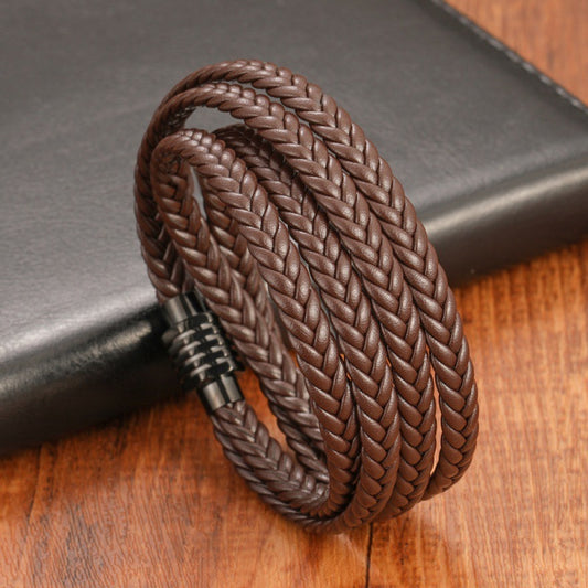 Nomad Wrap: Multi-Layer Woven Leather Bracelet for Men