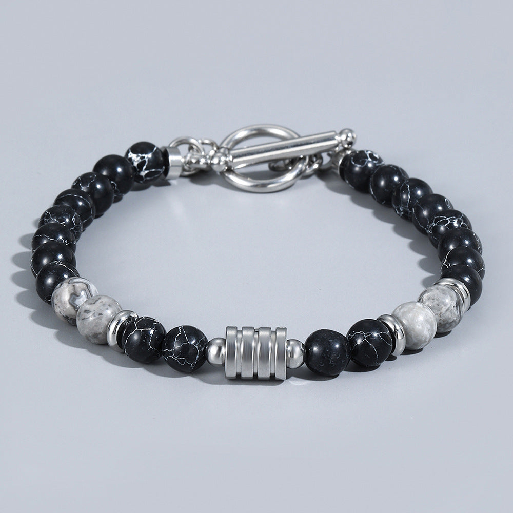 Orion | Black Tiger Eye & Stone Beaded Bracelet for Men