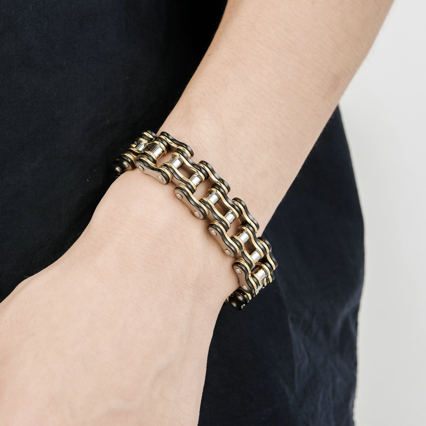 Cyclone | Black & Gold Titanium Steel Bicycle Chain Bracelet