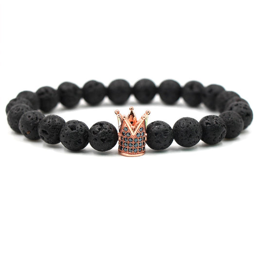 Regalia | Lava Stone Crown Charm Bracelet