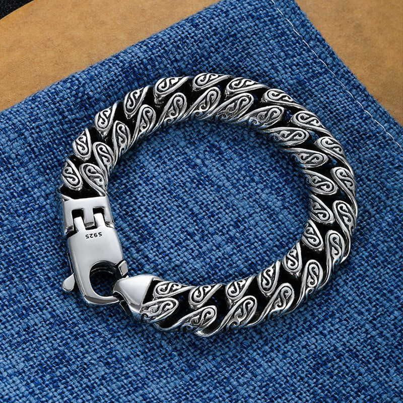 Zephyr | Silver-Plated Men's Bracelet with Bold Pattern