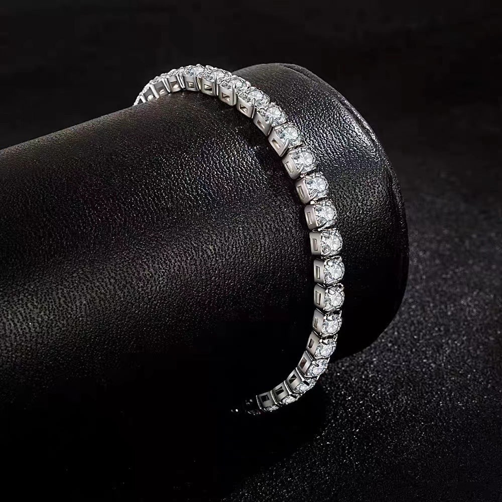 Frosted Silver Diamond Men's Bracelet