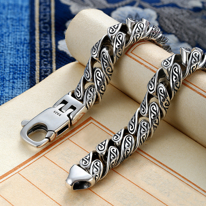 Zephyr | Silver-Plated Men's Bracelet with Bold Pattern