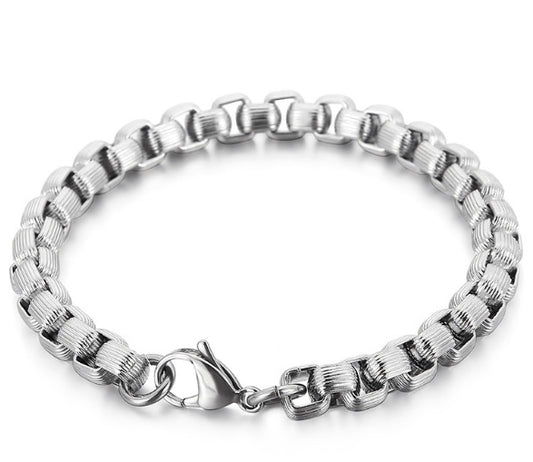 Nexus Square Link | Stainless Steel Pearl Chain Bracelet for Men