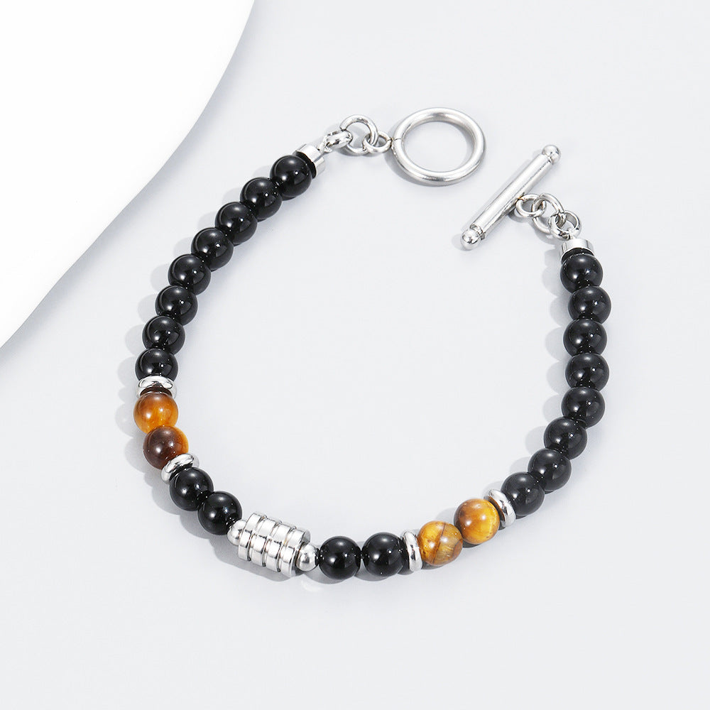 Orion | Black Tiger Eye & Stone Beaded Bracelet for Men