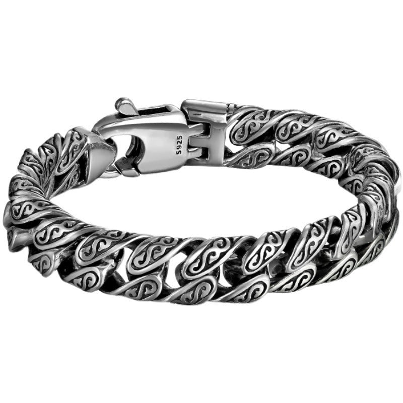 Zephyr | Silver-Plated Men's Bracelet with Bold Pattern