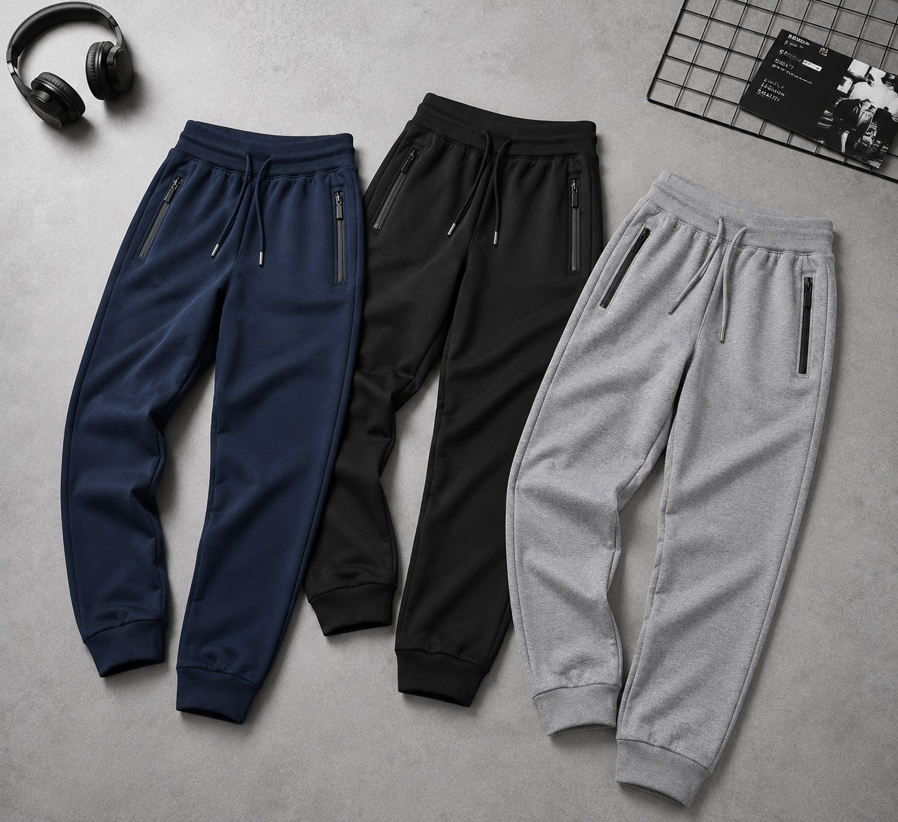 Pack of 3 Men's Cotton Jersey Trousers