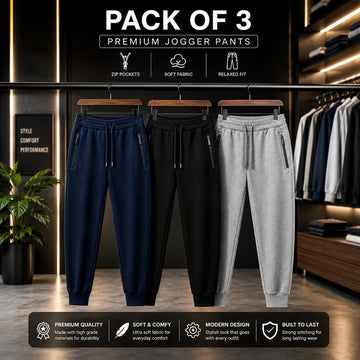 Pack of 3 Men's Cotton Jersey Trousers